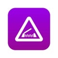 Lifting bridge warning sign icon digital purple