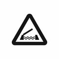 Lifting bridge warning sign icon, simple style