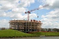 Lifting crane on the building in construction