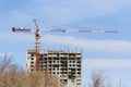 Lifting crane. Construction of high structures. Rise to height. Royalty Free Stock Photo