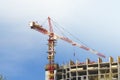 Lifting crane. Construction of high structures. Rise to height. Royalty Free Stock Photo