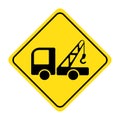 Lifting crane truck icon on yellow background