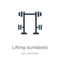 Lifting dumbbells icon vector. Trendy flat lifting dumbbells icon from gym and fitness collection isolated on white background. Royalty Free Stock Photo