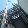 Lifting the erection of the bucket elevator motor dynamo at a height of 30 meters