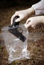 Lifting evidence of handgun