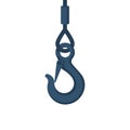 Lifting hook with rope isolated on a white background. Lifting large loads