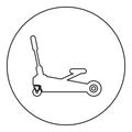 Lifting jack hydraulic car on wheels auto repair service icon in circle round black color vector illustration image outline