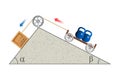 Lifting a load. Pulley system on inclined plane. Pulling a load. Movable Pulleys. Sheave. Thrust and linear momentum physics