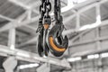 Lifting mechanism iron chain industrial plant equipment with a hoist moving hook