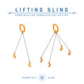 Lifting sling concept, vector in isometric style