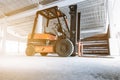 Lifting truck forklift for handle materials in construction site Royalty Free Stock Photo