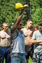 Lifting weights Amateur athletic competition in the Kaluga region in Russia.