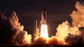 Liftoff spectacle, Space shuttle ignites, beginning its momentous mission Royalty Free Stock Photo