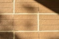 Close up of sun shaded ceramic tile wall.