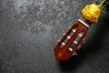 Light acoustic guitar and yellow rose. Beautiful romantic background Royalty Free Stock Photo