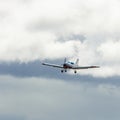 Light aircraft approaching the runway on arrival Royalty Free Stock Photo