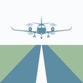 Light Aircraft. Excellent Airplane Landing or Takeoff over Runway. Royalty Free Stock Photo