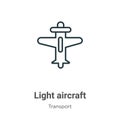 Light aircraft outline vector icon. Thin line black light aircraft icon, flat vector simple element illustration from editable