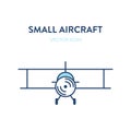 Light aircraft plane icon. Vector flat outline illustration of a small plane, crop duster. Represents a concept of agricultural Royalty Free Stock Photo