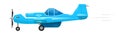 Light airplane. Isolated flying fast aircraft