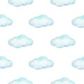 Light, airy design watercolor seamless pattern with clouds.