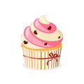 Light airy pink biscuit for birthday. Vector Illustration. Royalty Free Stock Photo