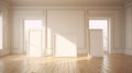 Light And Airy Room With Three Empty Frames And Windows Royalty Free Stock Photo