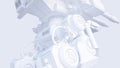 light background with closeup mechanical design and copy space