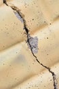 Light background. Large wide crack on brick wall Royalty Free Stock Photo