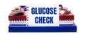 On a light background notepad, a stethoscope and a white card with the text GLUCOSE CHECK. Medical concept Royalty Free Stock Photo