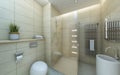 Light Bahtroom Beige White Tile