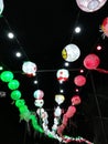 Light balloons, night art in Brescia Royalty Free Stock Photo