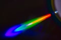Multicolored Light Beam reflection on a polish surface .