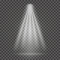 Light beam on transparent background. Bright spotlight light beam Royalty Free Stock Photo