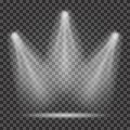 Light beam on transparent background. Realistic spotlight light beams for stage Royalty Free Stock Photo