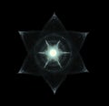 Light Beams Moving Around Glowing Hexagram. Esoterica, Sacred Ge Royalty Free Stock Photo