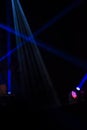 Light beams on stage with blue, green, red and pink from music festival. Royalty Free Stock Photo