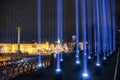 Light beams, which symbolize activist\'s souls killed during Euromaidan in Kyiv, Ukraine, 20-02-2020