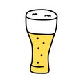 Light beer glass with froth yellow color icon. Traditional alcohol beverage, foamy ale, lager pint isolated vector Royalty Free Stock Photo