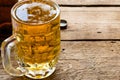 light beer mug and an empty bottle Royalty Free Stock Photo