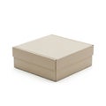 Light Beige Cardboard Box with Lid on White Background container packaging Royalty Free Stock Photo