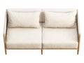 Light beige fabric sofa with pillow and plaid. 3d render