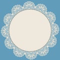 Light beige round lacy frame