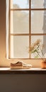 Light Beige Sneakers With Window Flowers - Post-minimalist Style