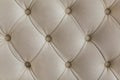 Light beige velour textile diamond pattern with buttons. Background concept. Furniture sofa cover