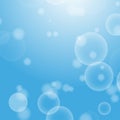 Light blue abstract background with a bokeh in the form of circles. Underwater world with air bubbles. Vector illustration Royalty Free Stock Photo