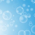 Light blue abstract background with a bokeh in the form of circles. Underwater world with air bubbles. Vector illustration Royalty Free Stock Photo