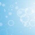 Light blue abstract background with a bokeh in the form of circles. Underwater world with air bubbles. Vector illustration Royalty Free Stock Photo