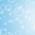 Light blue abstract background with a bokeh in the form of circles. Underwater world with air bubbles. Vector illustration Royalty Free Stock Photo