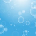 Light blue abstract background with a bokeh in the form of circles. Underwater world with air bubbles. Vector illustration Royalty Free Stock Photo